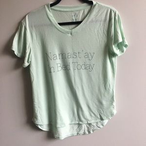 Namastay in bed today soft graphic tee size small